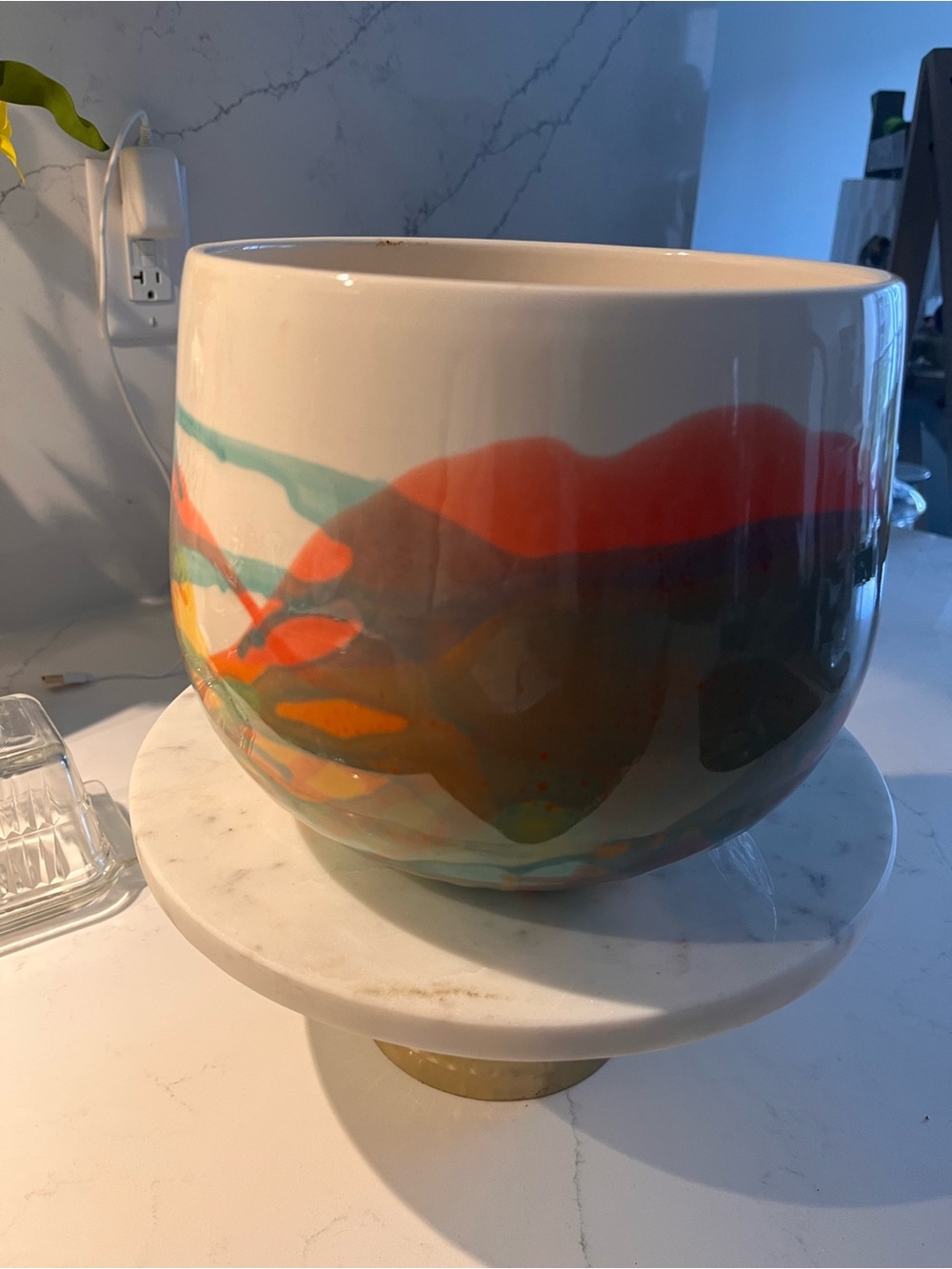 Hand-Painted Ceramic Planter - Multi-Color - Picture 2 of 4